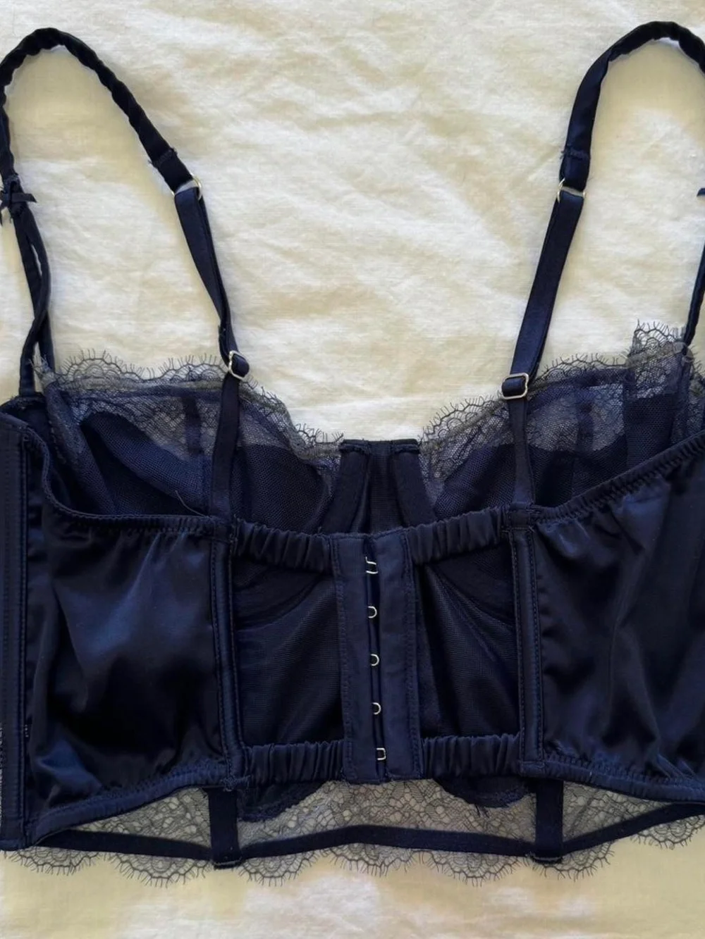 Rare Victoria’s Secret Dream Angels Blue Bustier Corset Top 32B Satin Lace Y2K